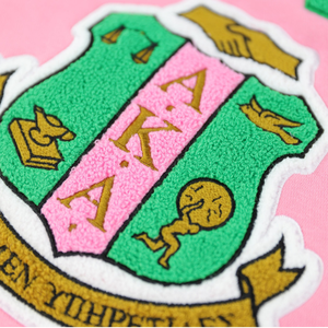 Sweat à capuche bicolore AKA rose et vert avec broderie chenille, pour femmes, style sororité grecque, coupe élégante et premium, tenue décontractée - Product Image 5