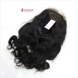 Cabelo humano vietnamita cor preta encerramento 5 ''-5'' peruca extensões de cabelo Natural ondulado laço encerramento perucas