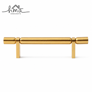 Brushed Nickel Finish <b>Brass</b> Cylindrical Cabinet Handle with Ribbed Ends and Round Knob Modern Textured <b>Drawer</b> <b>Pull</b> for Furniture - Product Image 5