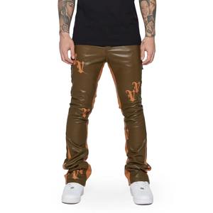 กางเกงหนังแท้คุณภาพสูงสำหรับผู้ชาย หนังวัวแท้ สไตล์ไบค์เกอร์ มอเตอร์ไซค์ แฟชั่น กางเกงขายส่ง OEM - Product Image 1