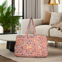 Sac fourre-tout en coton fait main Pinksa, style bohème, patchwork matelassé, imprimé au bloc, personnalisé, été, automne, hiver, printemps