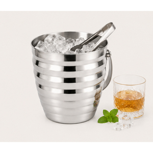 Wholesale Double Wall Stainless Steel Ice <b>Bucket</b> with Lid and Handle Insulated Beehive Ribbed <b>Drink</b> Chiller for Bars Hotels - Product Image 4