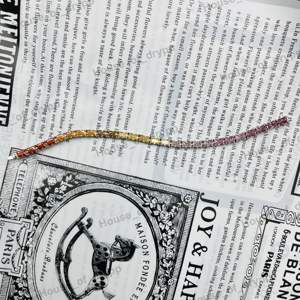 Pulsera de tenis Rainbow Baguette de plata 925 con diamantes de moissanita VVS y zafiro multicolor, diseño de lujo unisex - Product Image 1