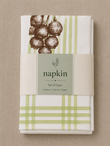 Serviette en coton de qualité supérieure avec imprimé grenade et bordure rayée verte |   Serviette de table en coton imprimée décorative pour la table à manger - Product Image 5