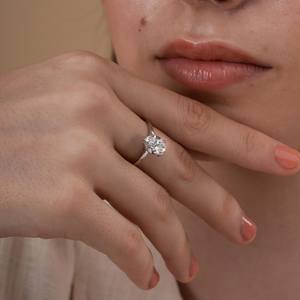 Anillo de Compromiso de Diamante Ovalado de Primera Calidad, Creado en Laboratorio, VVS2, Certificado por IGI, Solitario, Oro Sólido de 14K, Anillo de Novia - Product Image 3