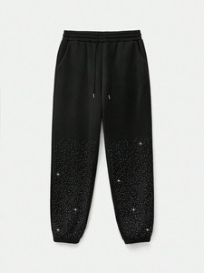 Survêtements en coton épais 100 % avec strass, respirants, personnalisables, avec sweat à capuche zippé et pantalon de jogging, nouvelle mode - Product Image 3