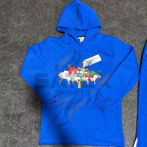 Sudadera con Capucha para Hombre de Alta Calidad, 100% Algodón, Estilo Lavado Ácido, Efecto Desteñido, con Pedrería y Serigrafía, Talla Grande XL, Otoño - Product Image 1