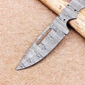 Cuchillo de caza y bushcraft de acero de Damasco Nordic Forge, hoja en bruto DIY, EDC, punta fija, forjado de espiga completa, kit OEM - Product Image 4