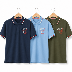 Polo en piqué uni personnalisé pour homme, mélange de coton, bordure contrastante, poche brodée, manches courtes, décontracté, pour service OEM/ODM - Product Image 6