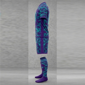 Men's Soccer Jersey Set Purple Teal Camouflage Wolf Print Sublimated Quick Dry V-Neck Short Sleeve <b>Athletic</b> Fit All Seasons - Product Image 3