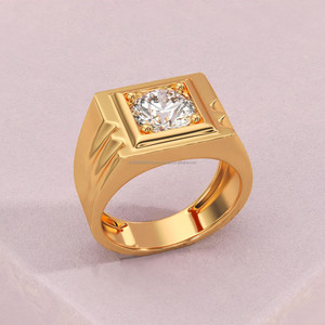 Round Cut Moissanite Diamond <b>Solitaire</b> Engagement <b>Ring</b> 925 Sterling <b>Silver</b> Hip Hop <b>Ring</b> for Men's Sustainable Groom Jewelry - Product Image 5