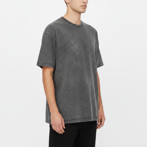 T-shirts pour hommes en coton épais de haute qualité, personnalisés, style streetwear, hip-hop, vintage, à col rond, à épaules tombantes, avec impression graphique - Product Image 3