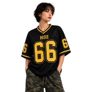 Custom Print Black Mesh Boxy Fit Varsity Breathable American Football Jersey <b>Y2K</b> Streetwear Oversized Blank Soccer Uniform <b>Shirt</b> - Product Image 1