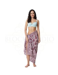 Pareo de Algodón con Estampado Artesanal de Vino de Ciruela para Mujer, Ligero, para Usar como Cubrebañador, Ropa de Playa y Resort para el Verano - Product Image 4