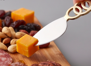 Elegant Stainless Steel <b>Cheese</b> <b>Knife</b> <b>Set</b> With Gold Ring Handle Modern Kitchen Utensils For Serving <b>Cheese</b> And Dining Use - Product Image 6