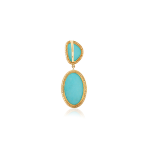 Magnifique pendentif halo en turquoise et diamants 100% naturels, fait à la main, en or jaune véritable 14 carats, pour mariage - Product Image 6