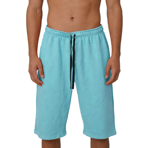 Pantalones Cortos de Felpa para Hombre, Color Azul Cielo, de Algodón y Poliéster, con Cintura Ajustable con Cordón, Casuales, Transpirables, Largos, de Color Sólido, Tejido de Punto - Product Image 5