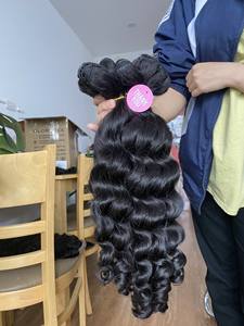 Extensiones de cabello alineado con cutícula virgen vietnamita sin procesar Trama dibujada doble Onda profunda suelta Cabello humano crudo Onda natural - Product Image 6