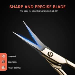 Tijeras Profesionales de Acero Inoxidable de 9.5cm con Punta Curva para Cutículas, para Mano Derecha, Cortaúñas, Removedor de Cutículas, Manicura y Pedicura, Duraderas - Product Image 5