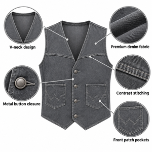 Chaleco Vaquero de Moda para Hombre, Sin Mangas, Casual, para Otoño, con Bolsillo Profundo, Chaleco Vaquero Deportivo para Exteriores - Product Image 6