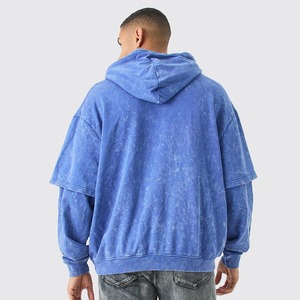 Sudadera con capucha de lujo personalizada con estampado, estilo urbano, de forro polar 100% algodón, ecológica, vintage, oversize, con lavado ácido, efecto desgastado por el sol y cremallera. - Product Image 2