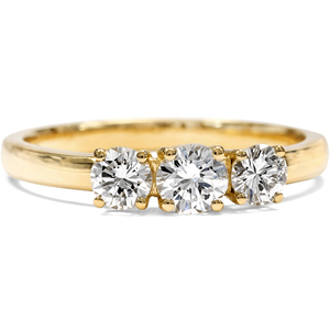 Bague Trilogie Trois Pierres en Diamant de Laboratoire Or Jaune Massif 14K VVS VS SI D G Bijoux de Luxe Fins OEM ODM Coupe Brillante pour Femme - Product Image 3