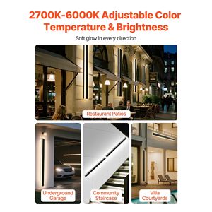 Applique da Esterno Moderne a Striscia Lunga 59,1 Pollici, Confezione da 2, 2700K-6000K, Impermeabili IP65, Lampade da Parete per Esterni - Product Image 3