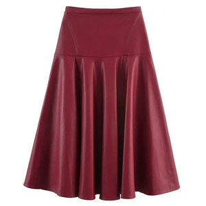 High Waist Women's <b>Pleated</b> <b>Skirt</b> Solid Color Shiny <b>Satin</b> All Seasons Wear - Product Image 2