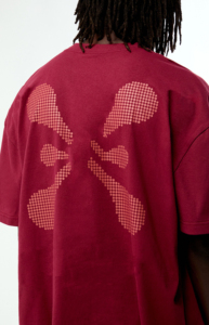 Rhinestone Front <b>Men's</b> Regular Fit Red 100% Cotton Knitted T-Shirt Custom Drop Shoulder Casual Short Sleeve <b>Turtleneck</b> Design - Product Image 4