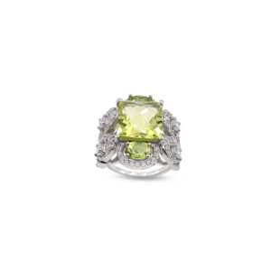 925 Sterling Silver Natural Lemon Quartz <b>Peridot</b> <b>Ring</b> Rhodium Plated OEM ODM Fine Jewelry - Product Image 1
