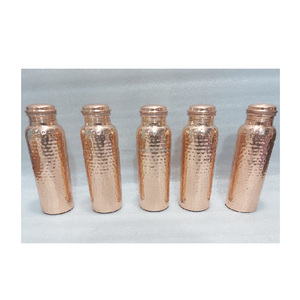 Authentic solid <b>copper</b> water <b>bottle</b> with threaded cap for safe storage and healthy <b>drinking</b> habits - Product Image 5