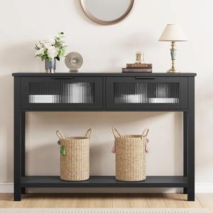 Table de canapé contemporaine en fer moderne avec armoires de rangement et bureau étroit pour couloir, idéale pour le mobilier de salon - Product Image 1