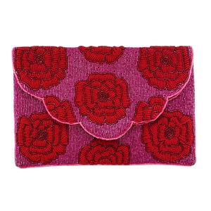 Belle fleur rouge broderie sac à main de luxe nouveau Design à la main perlé haut à la mode mignon élégant classique personnalisé inde - Product Image 1