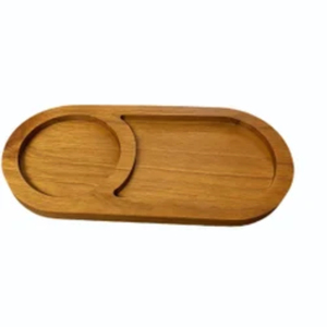 Premium Acacia Wood Chip And Dip <b>Tray</b> Long Oval Serving Platter For Appetizers <b>Snacks</b> & Charcuterie With Integrated Dip Bowl - Product Image 3