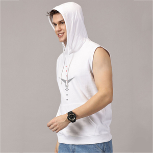 Haut à capuche sans manches personnalisé pour homme, 100 % polyester, imprimé par sublimation, style décontracté, débardeur à capuche, vêtements OEM - Product Image 1