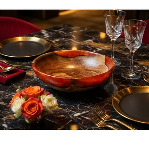 Bol à salade en résine, décoration d'intérieur, utilisation pour les fêtes, écologique, passe au lave-vaisselle, logo personnalisable, bol poli, service de salade et de légumes - Product Image 2