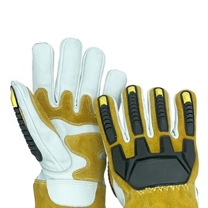 Gants de soudage TIG/MIG résistants à la chaleur en cuir de vachette pleine fleur et croûte, pour travaux de sécurité et de soudage à l'argon, vente en gros - Product Image 3