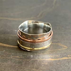 Three Tone <b>Spinner</b> <b>Ring</b> 12.5 Grams Made In 925 Silver silver Anti Tarnish Everyday Wear - Product Image 4
