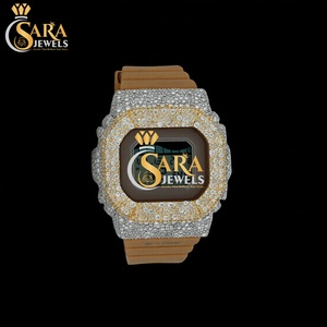 Square Case Mechanical <b>Watch</b> Half Iced Moissanite Diamond <b>Rubber</b> Strap Stainless Steel Hip Hop Business Style - Product Image 4