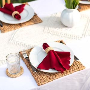 Sets de table carrés en jacinthe d'eau naturelle tissés à la main, décoration d'intérieur, table à manger, du Vietnam - Product Image 3