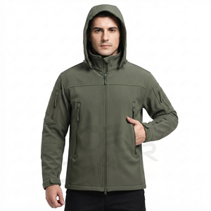 Chaquetas Tácticas de Senderismo para Hombre, Chaqueta Cortavientos con Capucha, Chaqueta Impermeable de Forro Polar Grueso, Chaqueta Softshell de Piel de Tiburón - Product Image 1