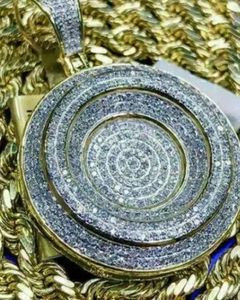 Round Cut Moissanite Diamond Men's Pendant, 925 <b>Silver</b> Medallion Pendant Hip Hop Pendant Iced Out Two Tone Pendant For Gifts - Product Image 1