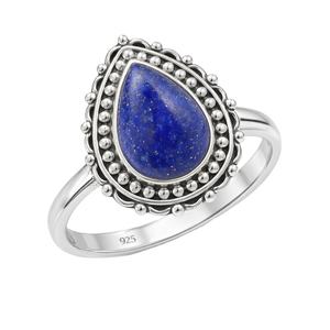 Anillo de Plata 925 para Mujer, Diseño de Joyería con Lapislázuli en Engaste de Bisel, Anillo Hecho a Mano con Piedra Preciosa Natural - Product Image 1
