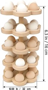 Rotating Pine Wooden <b>Egg</b> Holder 5-Tier Space Saving <b>Egg</b> <b>Storage</b> Rack 30 <b>Eggs</b> Capacity Kitchen Countertop Organizer Shelf - Product Image 3