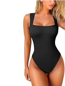 Women's High Waist White Knitted Sleeveless Jumpsuit Square Collar Tummy Control <b>Shapewear</b> Sexy Club Wear Spring Summer - Product Image 5