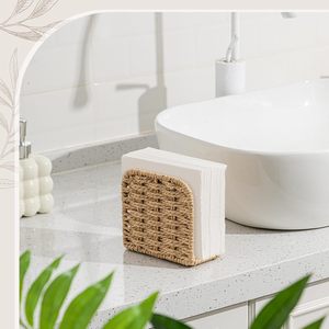 Handmade Seagrass Wicker Napkin <b>Holder</b> Rustic Paper <b>Tissue</b> Dispenser Vertical Tabletop Stand For <b>Kitchen</b> Restaurant Hotel Decor - Product Image 3