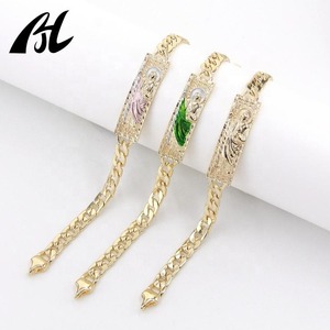 H188 Gold Oro Laminado Green San Judas Tadeo Bracelet <b>Men</b> Women Punk Unique Bracelet Religious Platinum Bracelet - Product Image 2