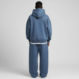 Ensemble 2 pièces pour homme grande taille, logo imprimé personnalisé OEM, qualité supérieure, 100% coton, bicolore, streetwear régulier, vente en gros - Product Image 3