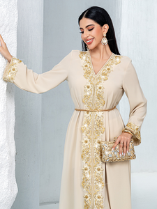 Vestido Abaya Modesto Bordado para Mujer, Lujoso, Estilo Dubái, Personalizable, de Poliéster Ligero y Transpirable, Fabricantes al por Mayor - Product Image 5