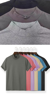 เสื้อยืดคอกลมคุณภาพสูงสำหรับผู้ชาย พิมพ์ลายโลโก้ด้วยผ้าไหมแบบสั่งทำ เสื้อสตรีทแวร์คอเต่า - Product Image 4